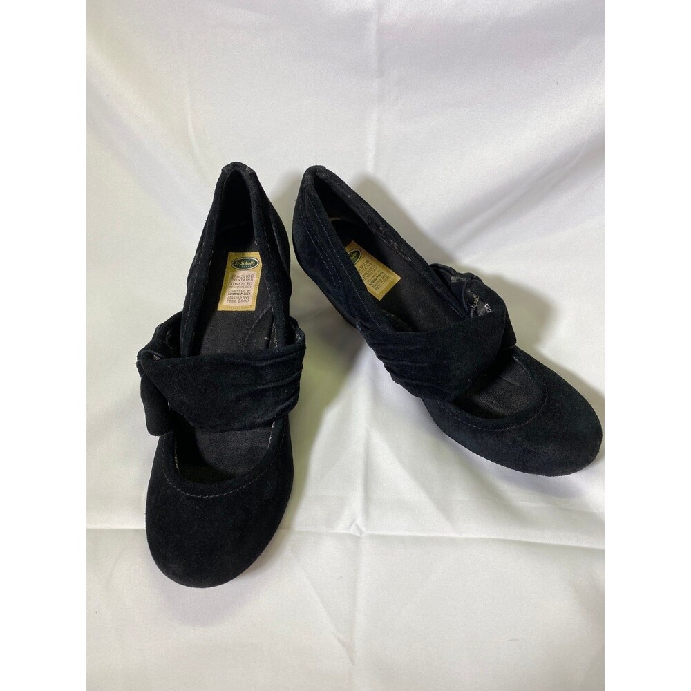 Dr. Scholl’s Black Suede Leather Maryjane Heels, 8 Medium, 3" Heel, Preowned